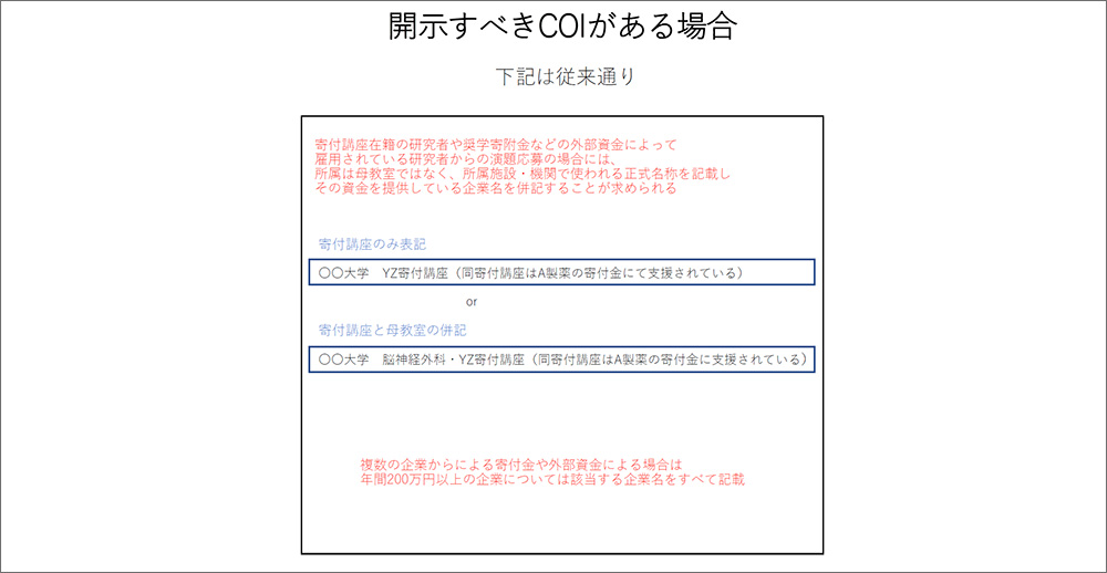 開示すべきCOIがある場合